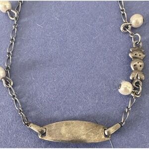 Avon Sterling Silver Bracelet ID Bunny Beads Figaro Links Childs Small 6.5" 925
